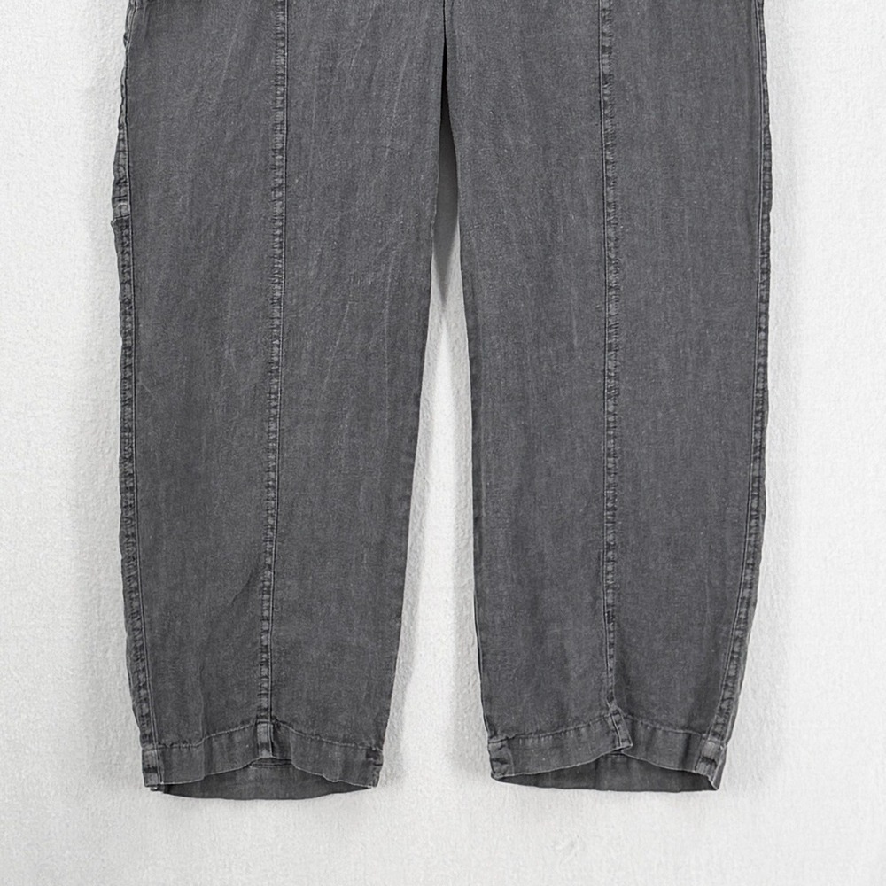 Zara Jumpsuit Women Extra Small Gray Utility 100% Linen Short Sleeve Button Up - Picture 14 of 16